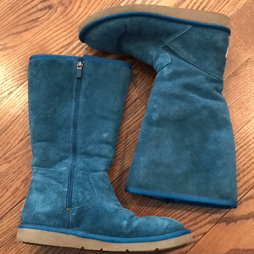 Turquoise Tall Zipper Ugg Boots